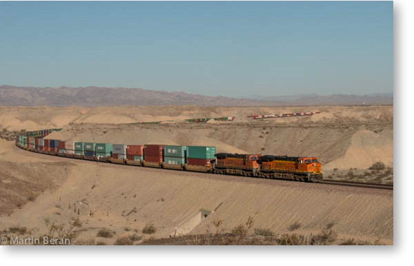 BNSF doublestack train at Park Moabi